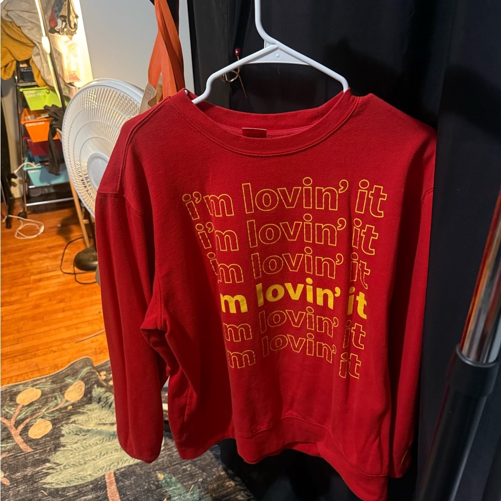 Red  adult McDonald’s Sweatshirt with Yellow Print